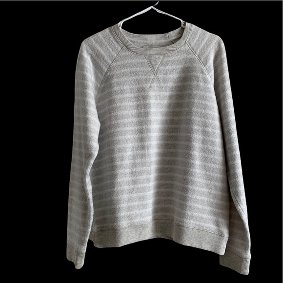 Lucky Brand White Gray Stripes Top Size Large - Picture 2 of 16